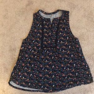 Loft Outlet  navy sleeveless flower tunic